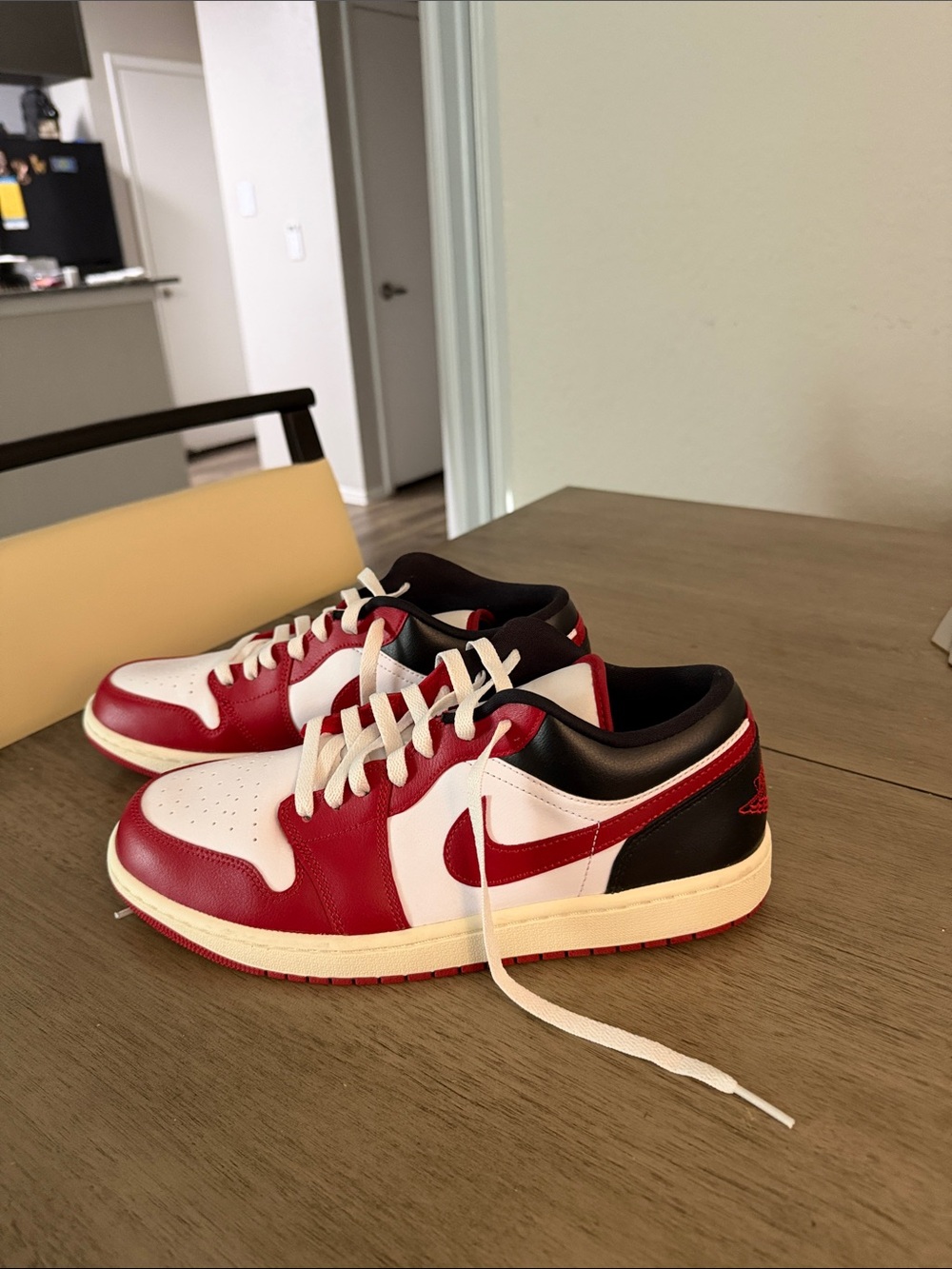 Men's Nike Air Jordan Low-Top Athletic Sneakers in Red/White/Black